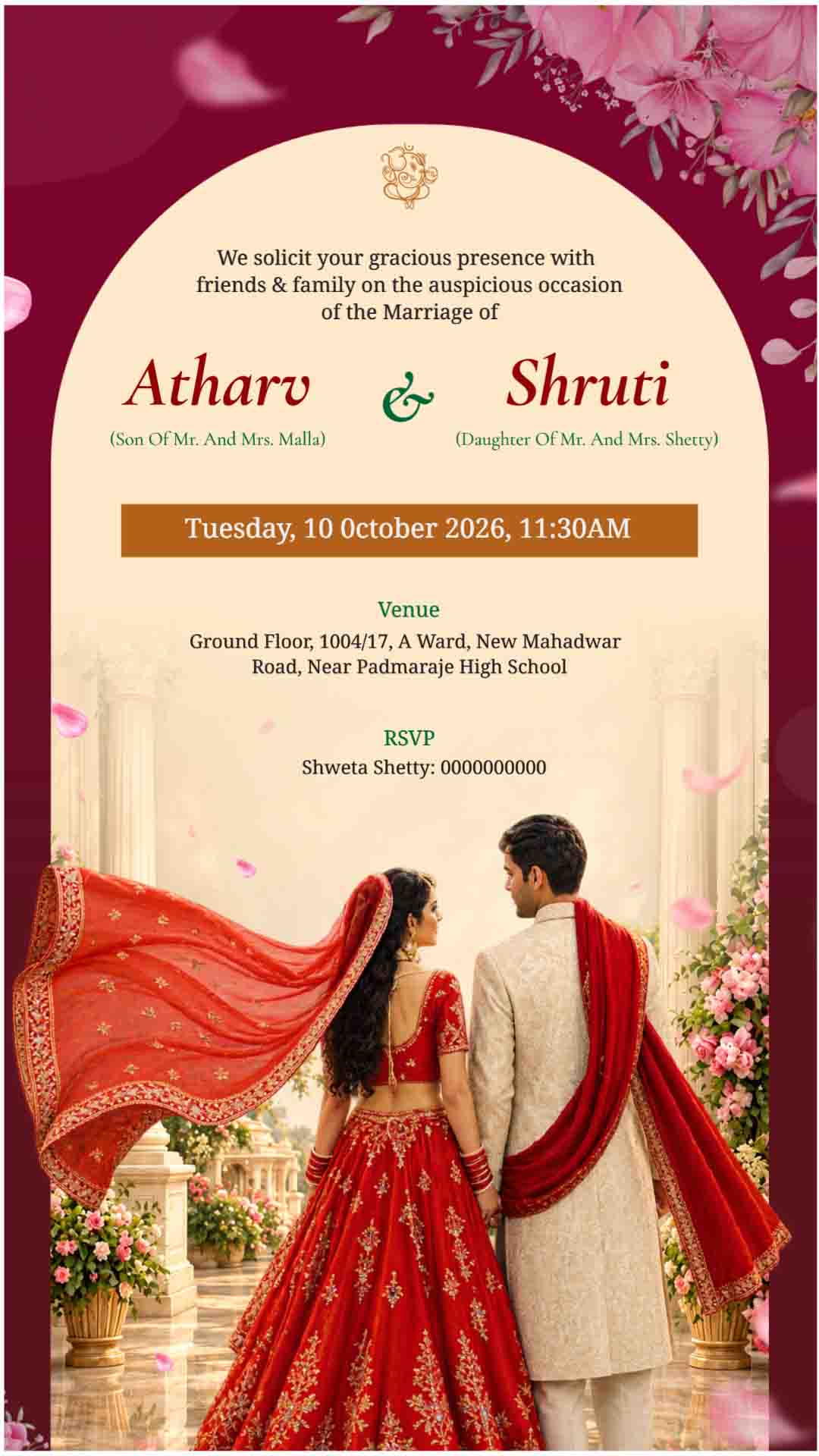 Royal Crimson Hindu Wedding Invitation