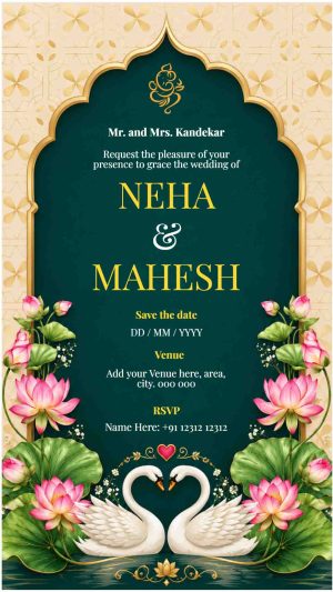 Wedding Invitation Template – Elegant Lotus & Swan Theme